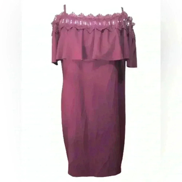BCX Women Plus Size Trendy Off-The-Shoulder Crochet Dress Purple Size 2X NWOT - Picture 2 of 16